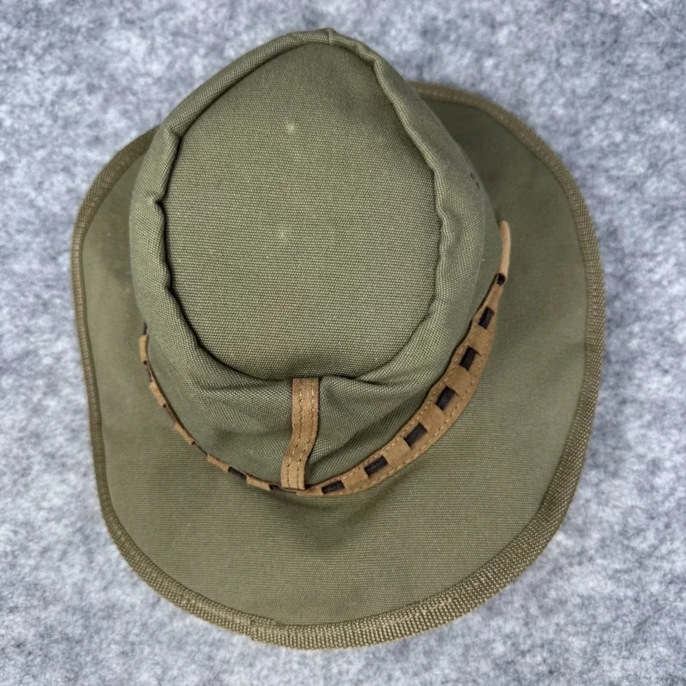 Rogue Leather Canvas Safari Explorer Kalahari Sand Hat Mens L with tag Green